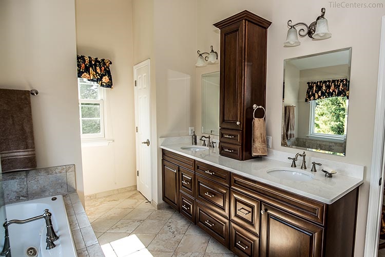 Dark Brown Bathroom Vanity with Extra Cabinets