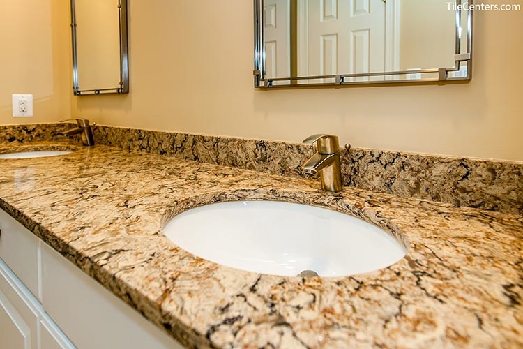Multicolor Countertops with Brushed Nickel Faucets