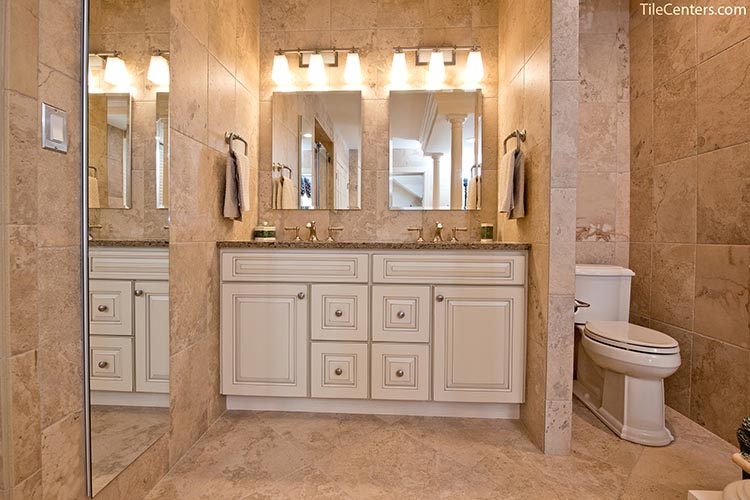 Traditional Bathroom Remodel with White Cabinets