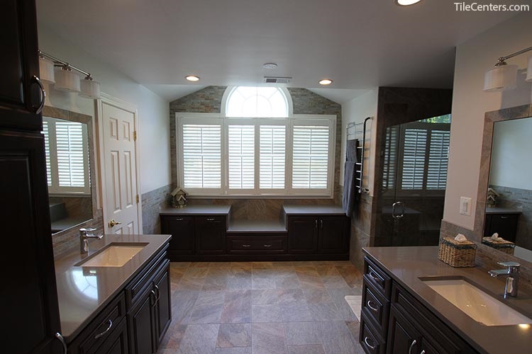 Transitional Bathroom Remodel with Dark Brown Cabinets