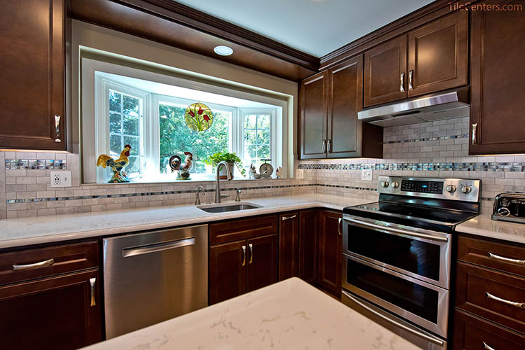Brown Kitchen Cabinets with Natural Lighting