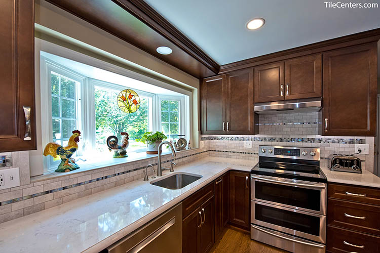 Transitional Kitchen Remodel with Brown Cabinets