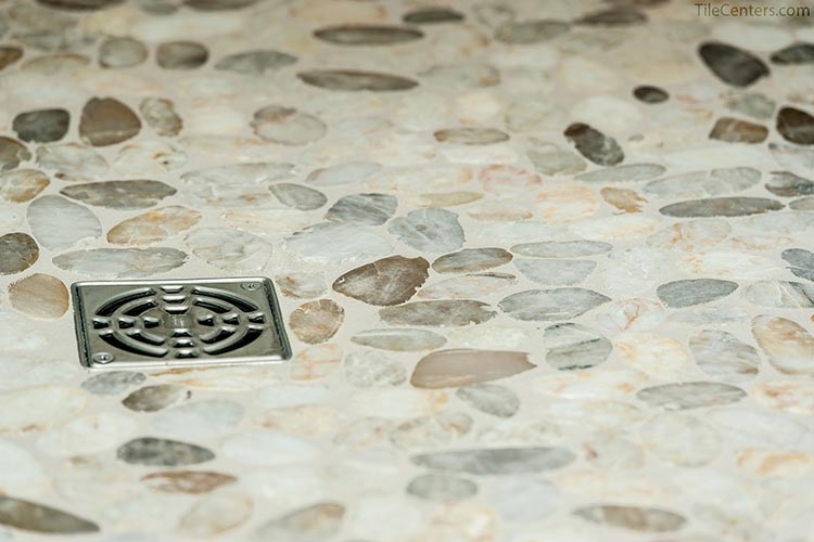 Sliced pebble stone shower Floor