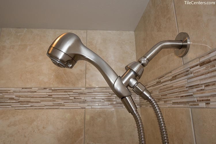 Brushed Nickel Shower Faucet Up Close