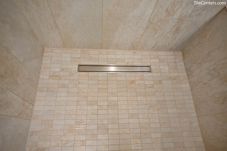Light Beige Shower Floor Tile with Linear Drain