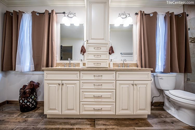 White Bathroom Vanity with Extra Cabinet Storage