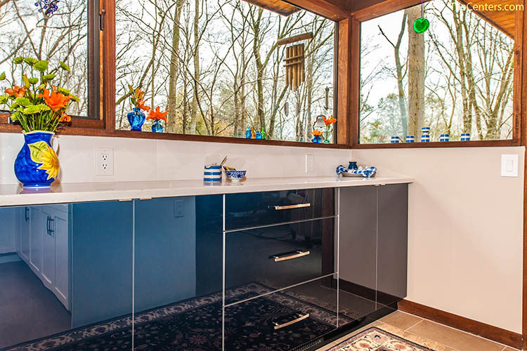 Blue Mirror Kitchen Cabinets