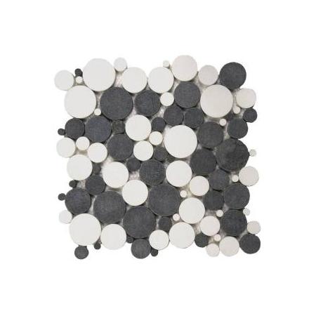 Mix White/Black Reconstituted Round Mosaic Interlocking