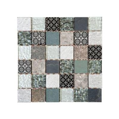 Grey Black Mix Quartzite Glass Decor 2"x 2" Mosaic